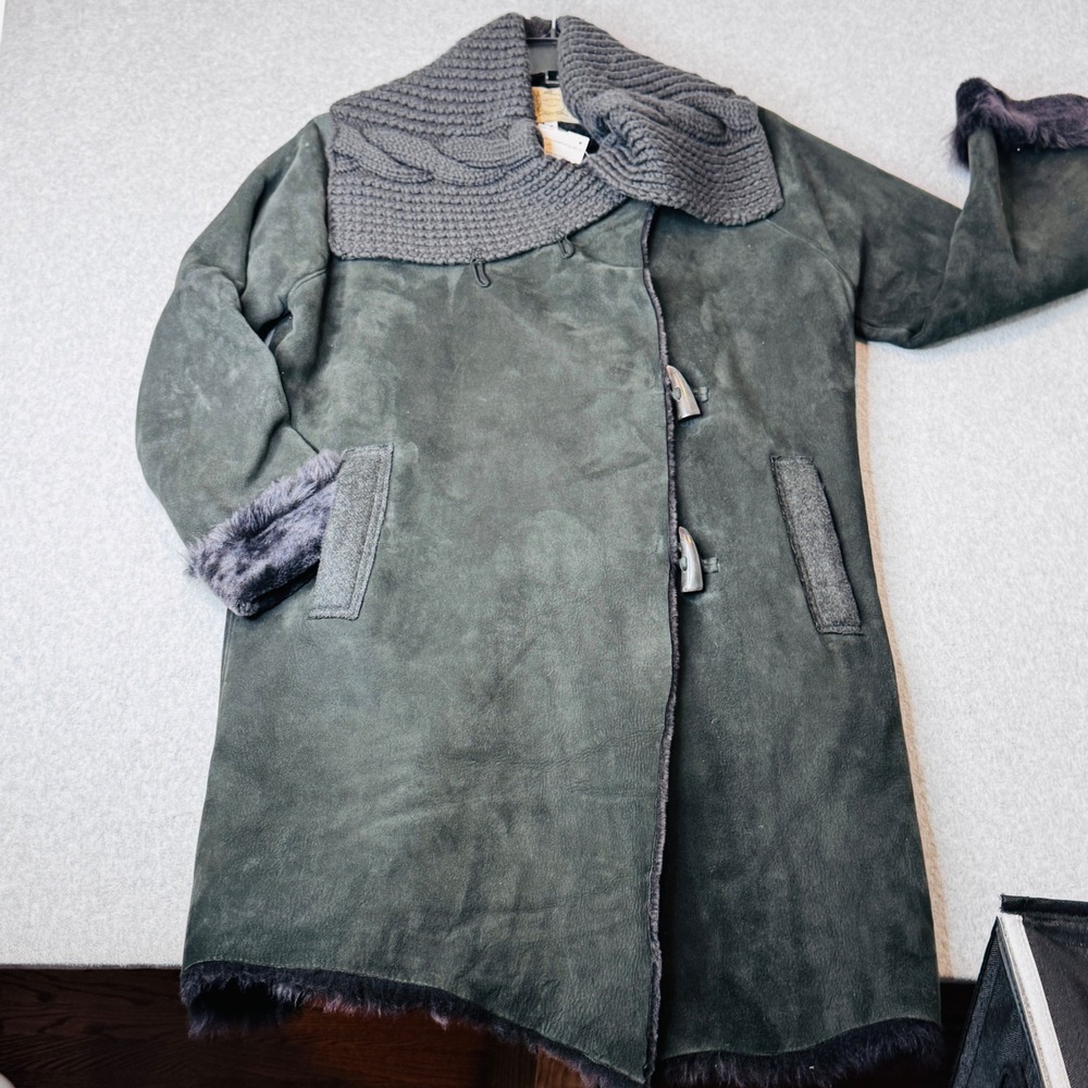 Nigel Preston & Knight Lambskin Shearling Knit Scarf Collar Designer Coat‎ Small - Picture 13 of 14